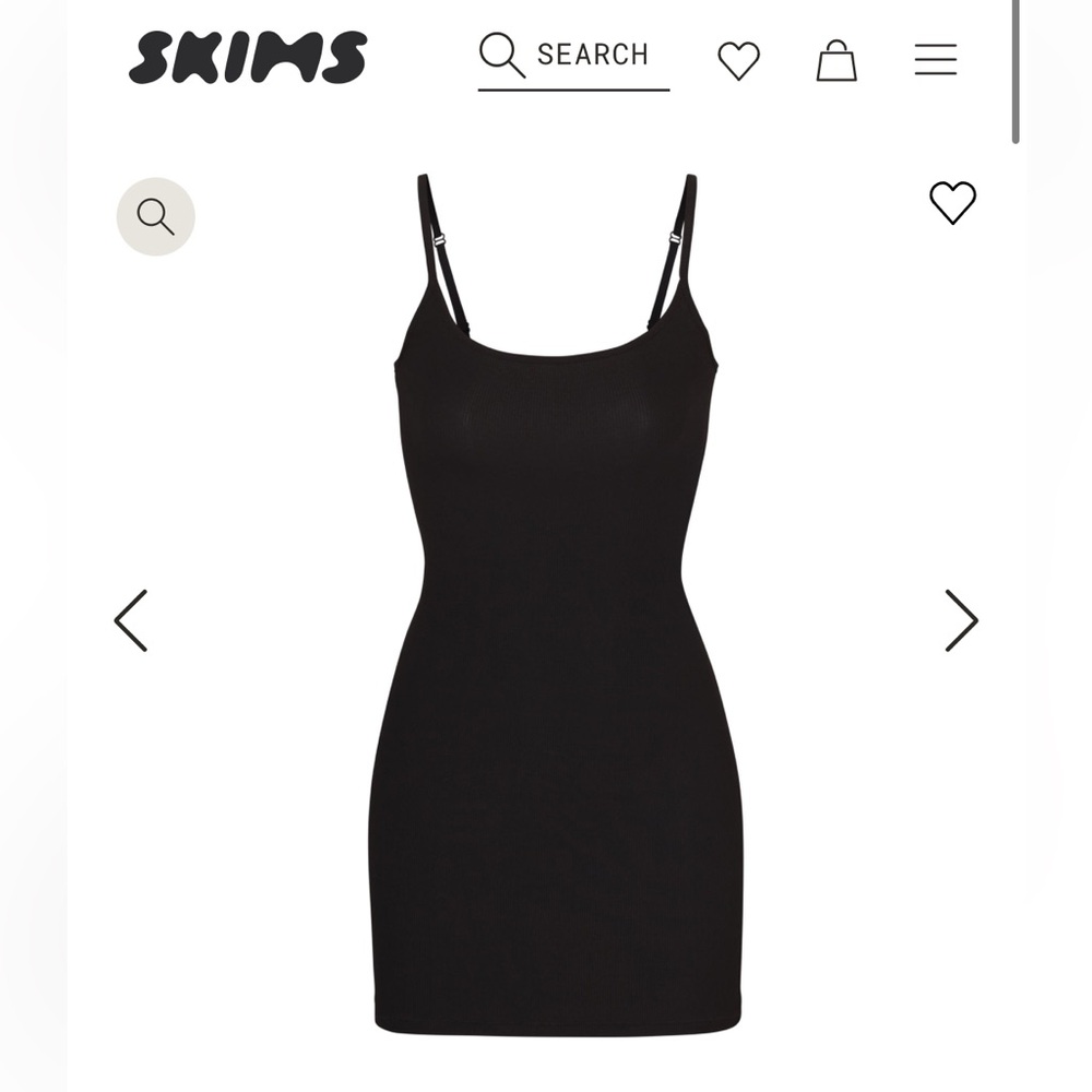 Skims Black Lounge Slip Ribbed Dresss